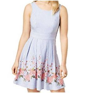 Trixxi Striped Open Back Floral Hem Sun Dress 9